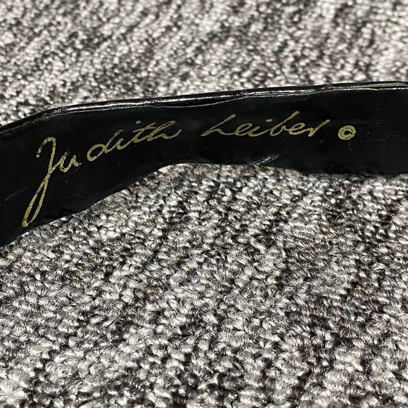 Judith Leiber Crocodile Belt Womens Large Black Gold Ornate Eagle Buckle Vintage main image 7